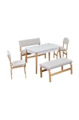 Vilinze Ege Sandalye-Bank Avanos Ahşap Mdf Açılır Mutfak Masası Takımı - 70X120+30 Cm - 1