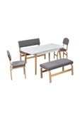 Vilinze Ege Sandalye-Bank Avanos Ahşap Mdf Açılır Mutfak Masası Takımı - 70X120+30 Cm thumbnail 2