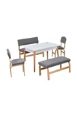 Vilinze Ege Sandalye-Bank Avanos Ahşap Mdf Açılır Mutfak Masası Takımı - 70X120+30 Cm thumbnail 1