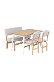 Vilinze Ege Sandalye Ve Bank Avanos Ahşap Mdf Mutfak Masası Takımı - 70X120 Cm - 2