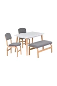 Vilinze Ege Sandalye Ve Bank Avanos Ahşap Mdf Mutfak Masası Takımı - 70X120 Cm - 1