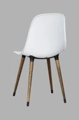 Vilinze Eames Kestane Ahşap Ayak Plastik Beyaz Sandalye - 3