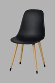 Vilinze Eames Naturel Ahşap Ayak Plastik Siyah Sandalye - 1