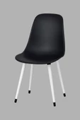 Vilinze Eames Beyaz Ahşap Ayak Plastik Siyah Sandalye - 1