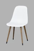 Vilinze Eames Kestane Ahşap Ayak Plastik Beyaz Sandalye - 1