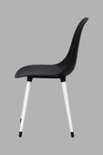 Vilinze Eames Beyaz Ahşap Ayak Plastik Siyah Sandalye - 2