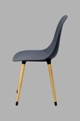 Vilinze Eames Naturel Ahşap Ayak Plastik Füme Sandalye - 3