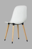 Vilinze Eames Naturel Ahşap Ayak Plastik Beyaz Sandalye - 4