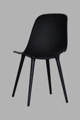 Vilinze Eames Siyah Ahşap Ayak Plastik Siyah Sandalye - 3