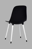 Vilinze Eames Beyaz Ahşap Ayak Plastik Siyah Sandalye - 3