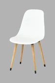 Vilinze Eames Naturel Ahşap Ayak Plastik Beyaz Sandalye - 1
