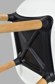 Vilinze Eames Naturel Ahşap Ayak Plastik Beyaz Sandalye - 5