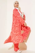 Etnik Desen Uzun Tunik Takım Mercan thumbnail 1