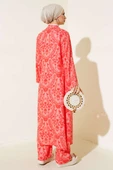 Etnik Desen Uzun Tunik Takım Mercan thumbnail 3