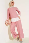 Yaka Taşlı Garnili İkili Takım Pudra thumbnail 1