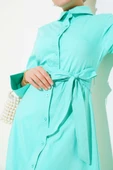 Gömlek Yaka Boy Düğmeli Tunik  Mint thumbnail 4