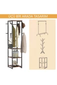 Zizuva Tasarım Askılıklı Ceviz Raflı Portmanto - 4