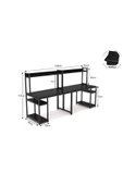 Zizuva Tasarım 2 Kişilik Raflı Ergonomik Siyah Çalışma Masası - 4