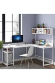 Zizuva Tasarım Beyaz L Model Kitaplıklı Çalışma Masası thumbnail 4