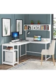 Zizuva Tasarım Beyaz L Model Kitaplıklı Çalışma Masası thumbnail 1