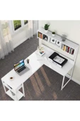 Zizuva Tasarım Beyaz L Model Kitaplıklı Çalışma Masası thumbnail 2
