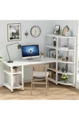 Zizuva Tasarım Beyaz Kitaplıklı Çalışma Masası thumbnail 2