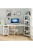Zizuva Tasarım Beyaz Kitaplıklı Çalışma Masası thumbnail 3