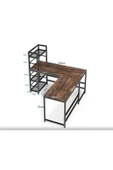Zizuva Tasarım Kitaplıklı L Model Ceviz Çalışma Masası - 8