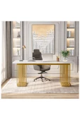 Zizuva Tasarım Gold Beyaz Çalışma Ve Bilgisayar Masası thumbnail 2