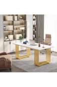 Zizuva Tasarım Gold Beyaz Çalışma Ve Bilgisayar Masası thumbnail 1