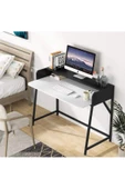Zizuva Tasarım Monitör Raflı Ergonomik Beyaz Çalışma Masası - 1