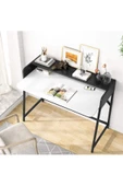 Zizuva Tasarım Monitör Raflı Ergonomik Beyaz Çalışma Masası - 3