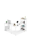 Zizuva Tasarım Kitaplıklı L Model Beyaz Çalışma Masası - 3