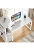 Zizuva Tasarım Kitaplıklı Modern Beyaz Çalışma Masası thumbnail 3