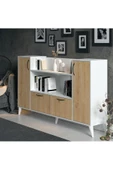 Boyut Mobilya 4 Kapaklı 10 Bölmeli Ayaklı Dekoratif Kitaplık, Konsol - 1