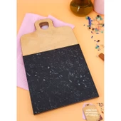 Çift Taraflı Kesme Tahtası Sunum Doğrama Servis Tahtası Sağlam Ahşap ve Granit Mermer - 4