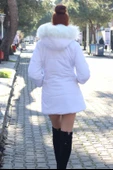 Günlük Kışlık Kapişonu Kürklü Kadın Şişme Mont - 3