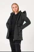 Kışlık Yaka Kürklü Uzun Kadın Şişme Mont thumbnail 3
