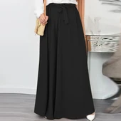 Keten Yazlık Günlük Kemerli Kadın Pantolon Şalvar - 1