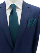 Brianze Yeşil Lacivert Desenli Kravat Mendil Set thumbnail 1