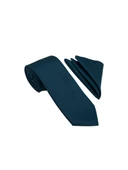 Brianze Yeşil Lacivert Desenli Kravat Mendil Set thumbnail 2