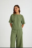 Keten Günlük Rahat Beli Lastikli Kadın İkili Takım Alt Üst thumbnail 3