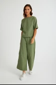 Keten Günlük Rahat Beli Lastikli Kadın İkili Takım Alt Üst thumbnail 2