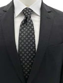 Brianze Siyah Gri Taç Desenli Kravat thumbnail 1
