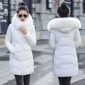 Günlük Kışlık Kapişonu Kürklü Kadın Şişme Mont thumbnail 2