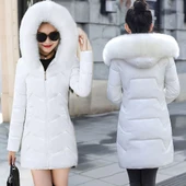 Günlük Kışlık Kapişonu Kürklü Kadın Şişme Mont thumbnail 1