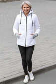 Günlük Su Geçirmez Kışlık Şişme Kadın Eldivenli Beyaz Mont thumbnail 1
