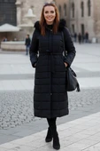Günlük Kışlık Tam Boy Şişme Kadın Siyah Mont thumbnail 1