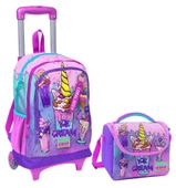 Coral High Pembe Mor Dondurma Işıklı Tekerlekli Okul Çantası ve Beslenme Seti - Kız Çocuk thumbnail 1