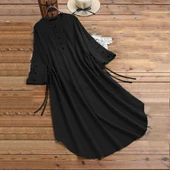 Günlük Salaş Büzgü Detaylı Yazlık Uzun Kadın Elbise - 1